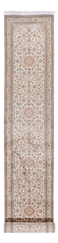 Tappeto corsia Tappeto di seta - Seta del Kashmir - 480 x 79 cm - beige scuro