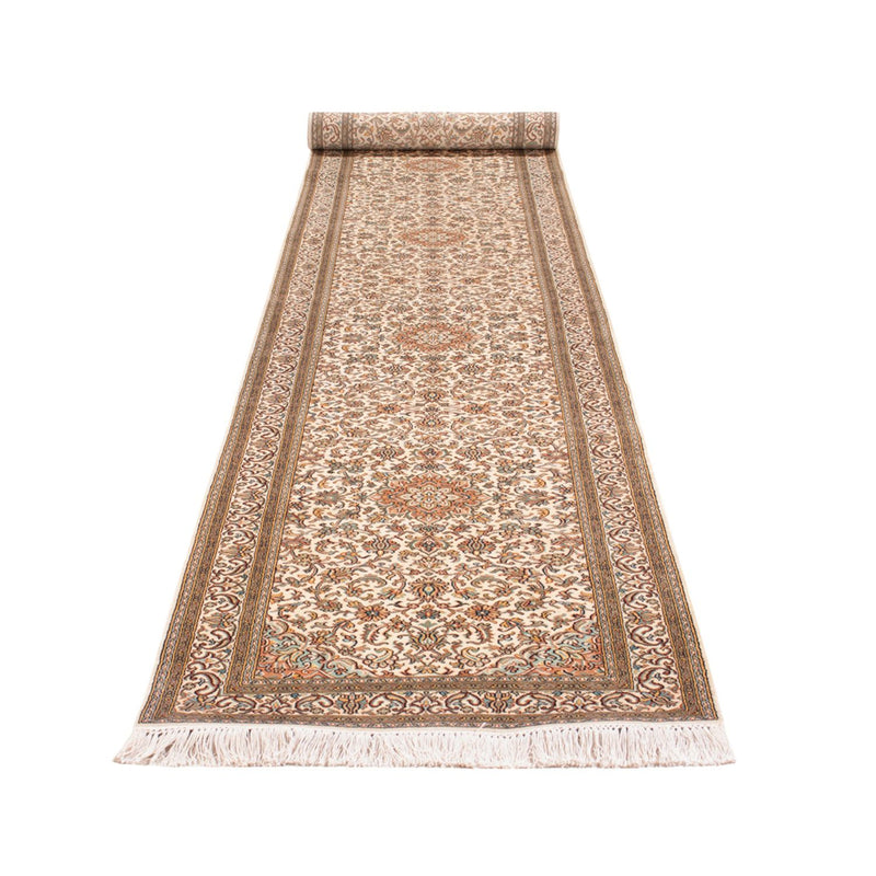 Tappeto corsia Tappeto di seta - Seta del Kashmir - 480 x 79 cm - beige scuro