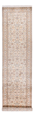Tappeto corsia Tappeto di seta - Seta del Kashmir - 447 x 98 cm - crema
