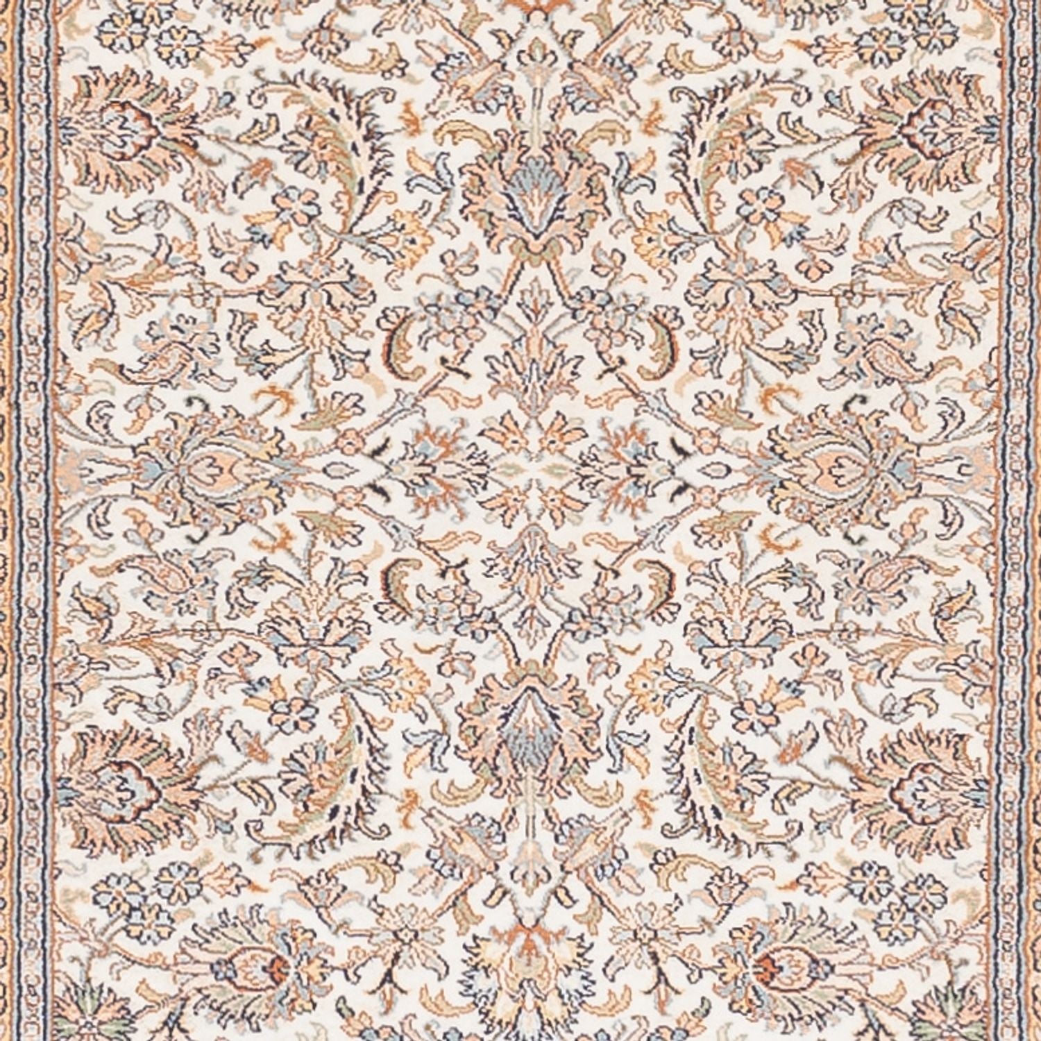 Tappeto corsia Tappeto di seta - Seta del Kashmir - 447 x 98 cm - crema