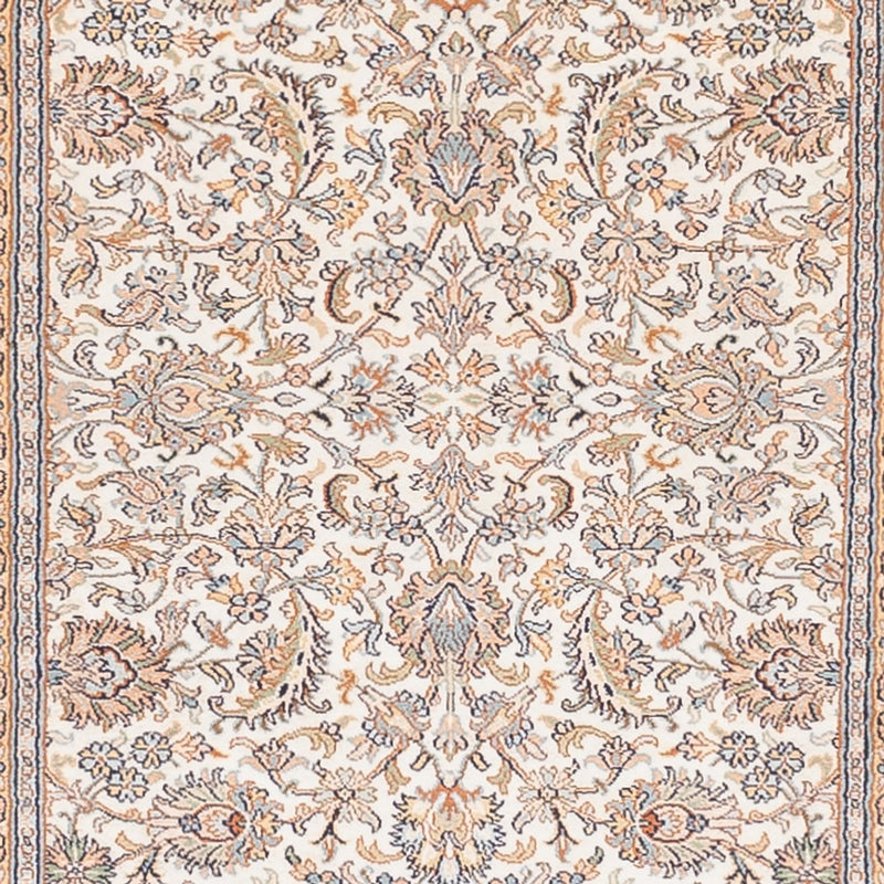 Tappeto corsia Tappeto di seta - Seta del Kashmir - 447 x 98 cm - crema