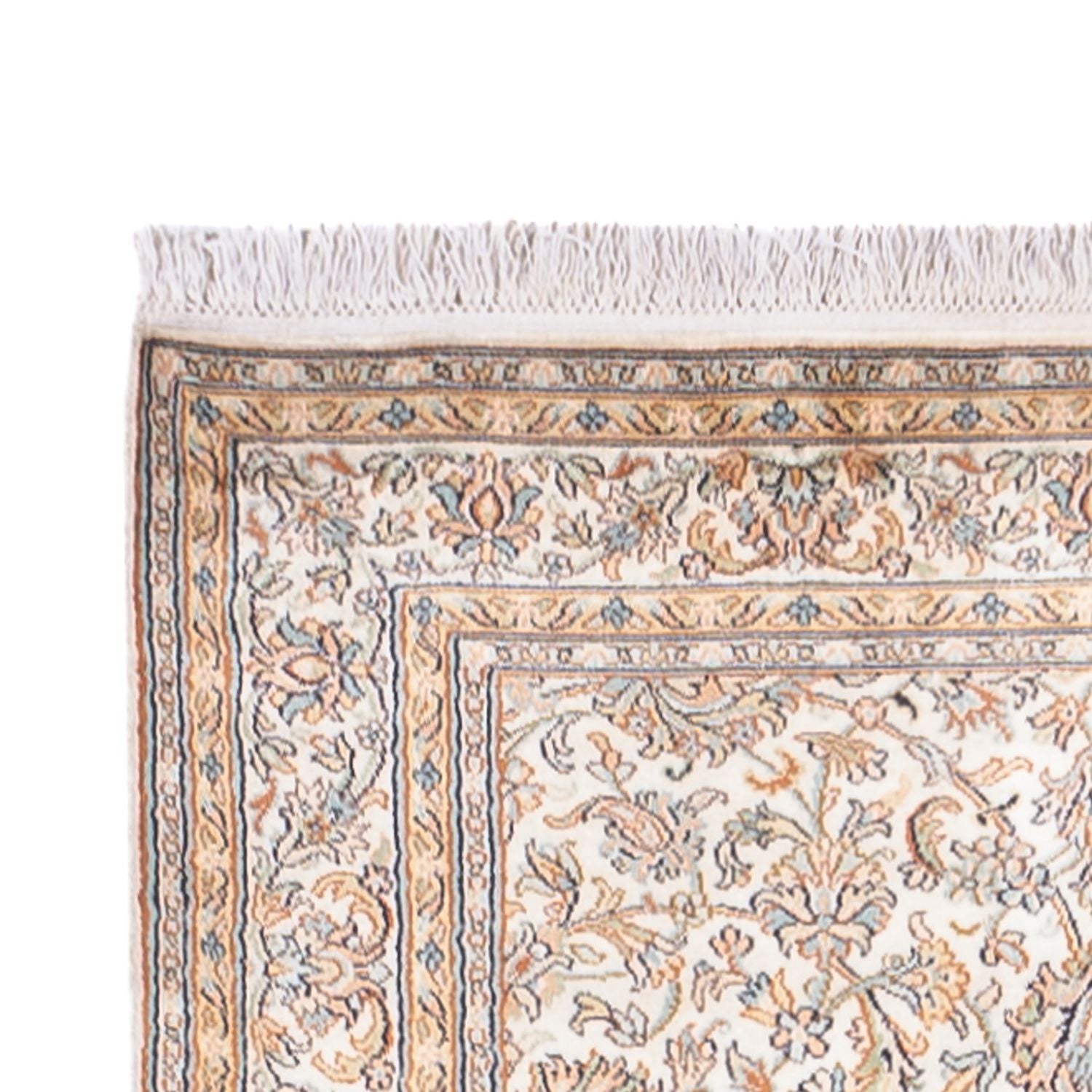 Tappeto corsia Tappeto di seta - Seta del Kashmir - 447 x 98 cm - crema