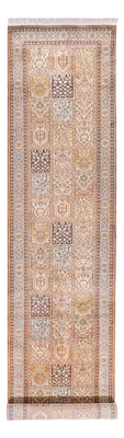 Tappeto corsia Tappeto di seta - Seta del Kashmir - 452 x 97 cm - crema