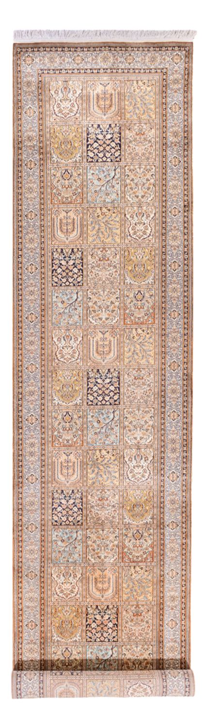 Tappeto corsia Tappeto di seta - Seta del Kashmir - 452 x 97 cm - crema