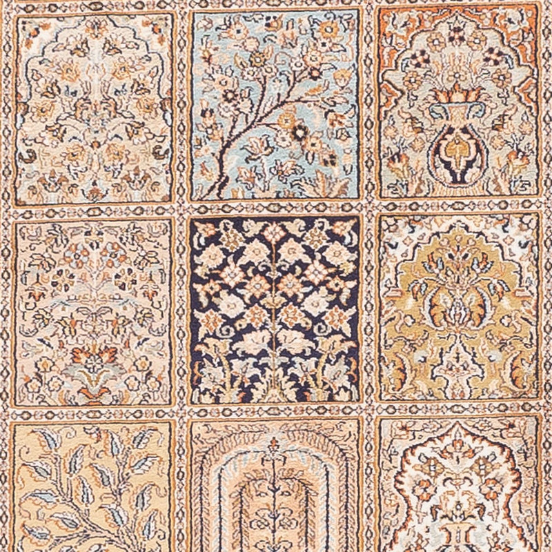 Tappeto corsia Tappeto di seta - Seta del Kashmir - 452 x 97 cm - crema