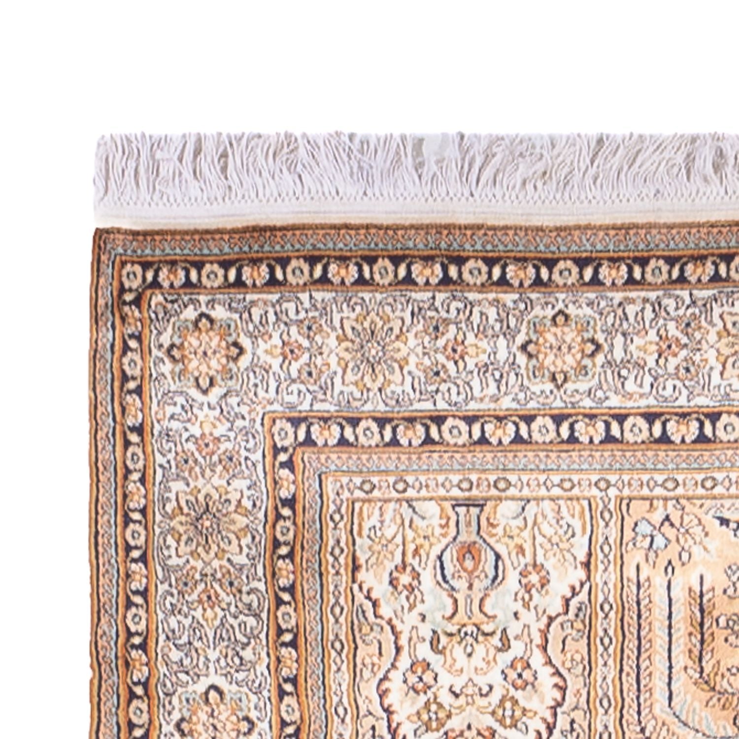 Tappeto corsia Tappeto di seta - Seta del Kashmir - 452 x 97 cm - crema