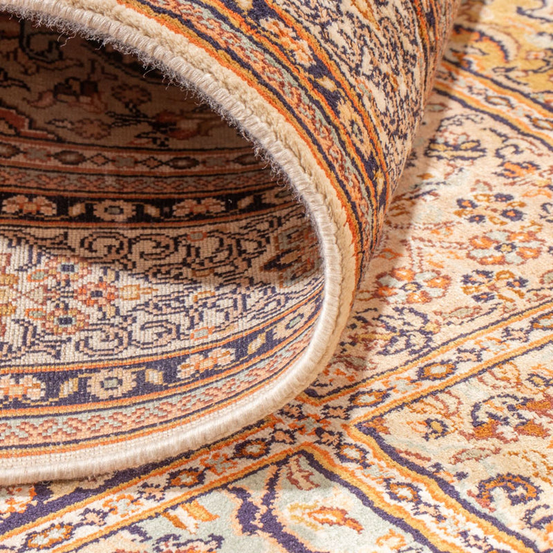 Tappeto corsia Tappeto di seta - Seta del Kashmir - 452 x 97 cm - crema