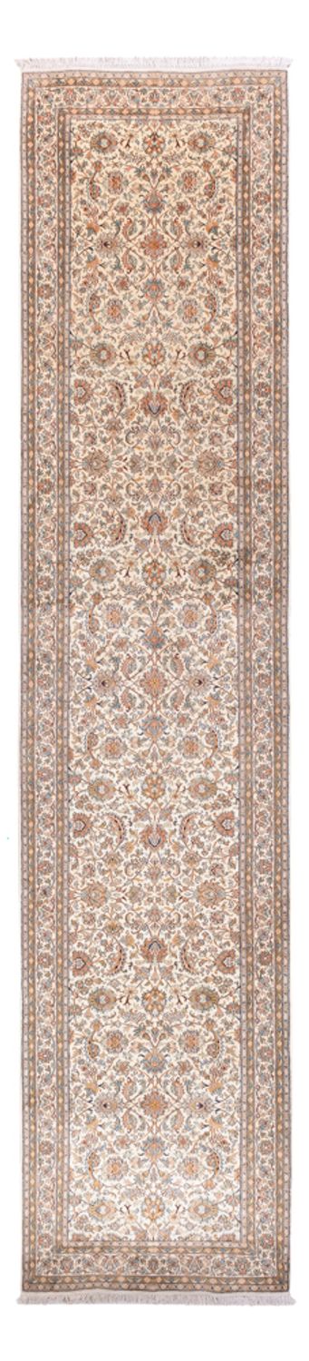 Tappeto corsia Tappeto di seta - Seta del Kashmir - 444 x 94 cm - beige