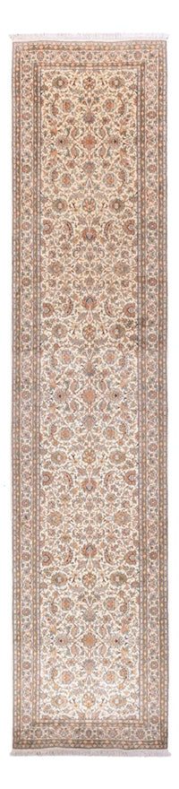 Tappeto corsia Tappeto di seta - Seta del Kashmir - 444 x 94 cm - beige