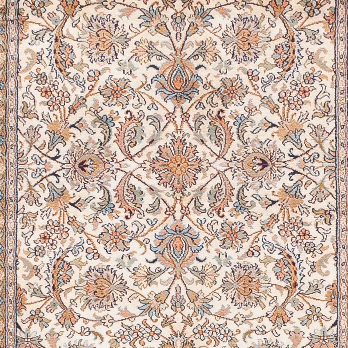 Tappeto corsia Tappeto di seta - Seta del Kashmir - 444 x 94 cm - beige