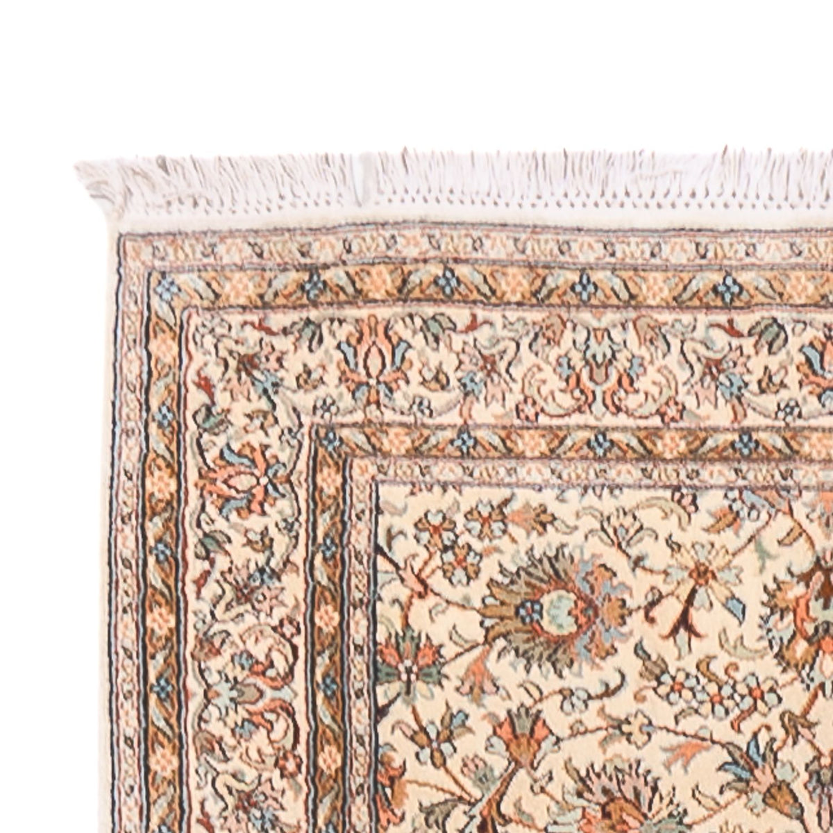 Tappeto corsia Tappeto di seta - Seta del Kashmir - 444 x 94 cm - beige