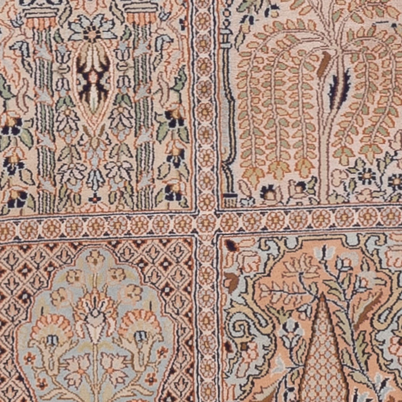 Tappeto corsia Tappeto di seta - Seta del Kashmir - 259 x 79 cm - beige scuro