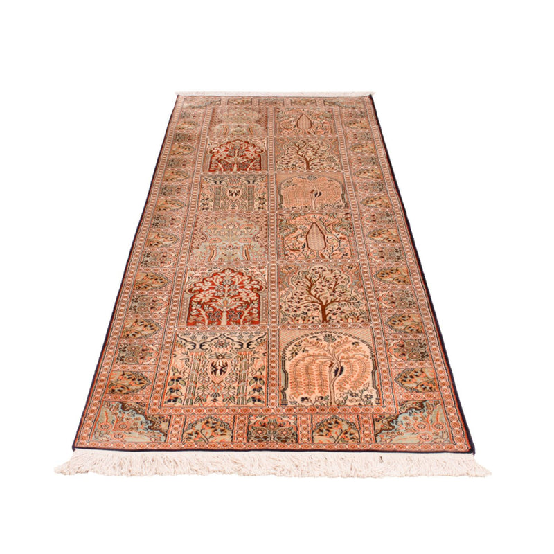 Tappeto corsia Tappeto di seta - Seta del Kashmir - 259 x 79 cm - beige scuro