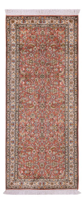 Tappeto corsia Tappeto di seta - Seta del Kashmir - 188 x 78 cm - rosso chiaro