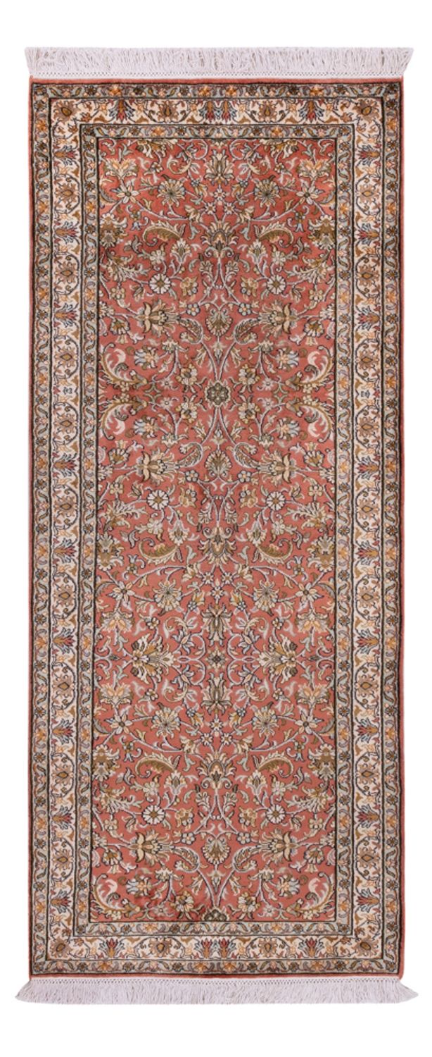 Tappeto corsia Tappeto di seta - Seta del Kashmir - 188 x 78 cm - rosso chiaro