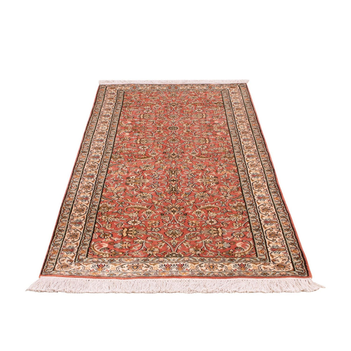 Tappeto corsia Tappeto di seta - Seta del Kashmir - 188 x 78 cm - rosso chiaro