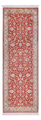 Tappeto corsia Tappeto di seta - Seta del Kashmir - 242 x 79 cm - rosso