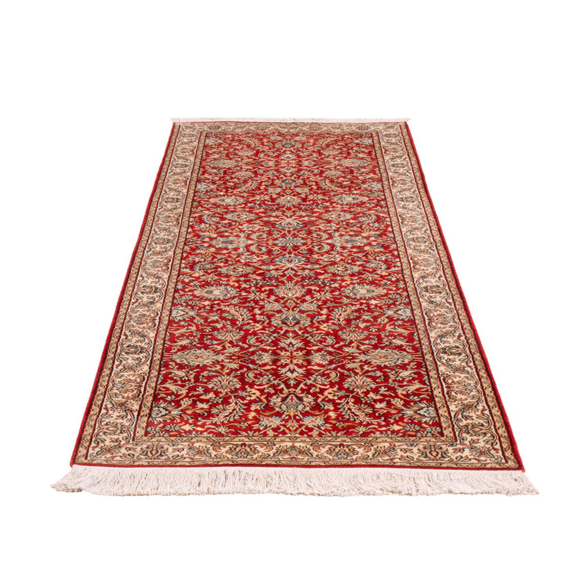 Tappeto corsia Tappeto di seta - Seta del Kashmir - 242 x 79 cm - rosso