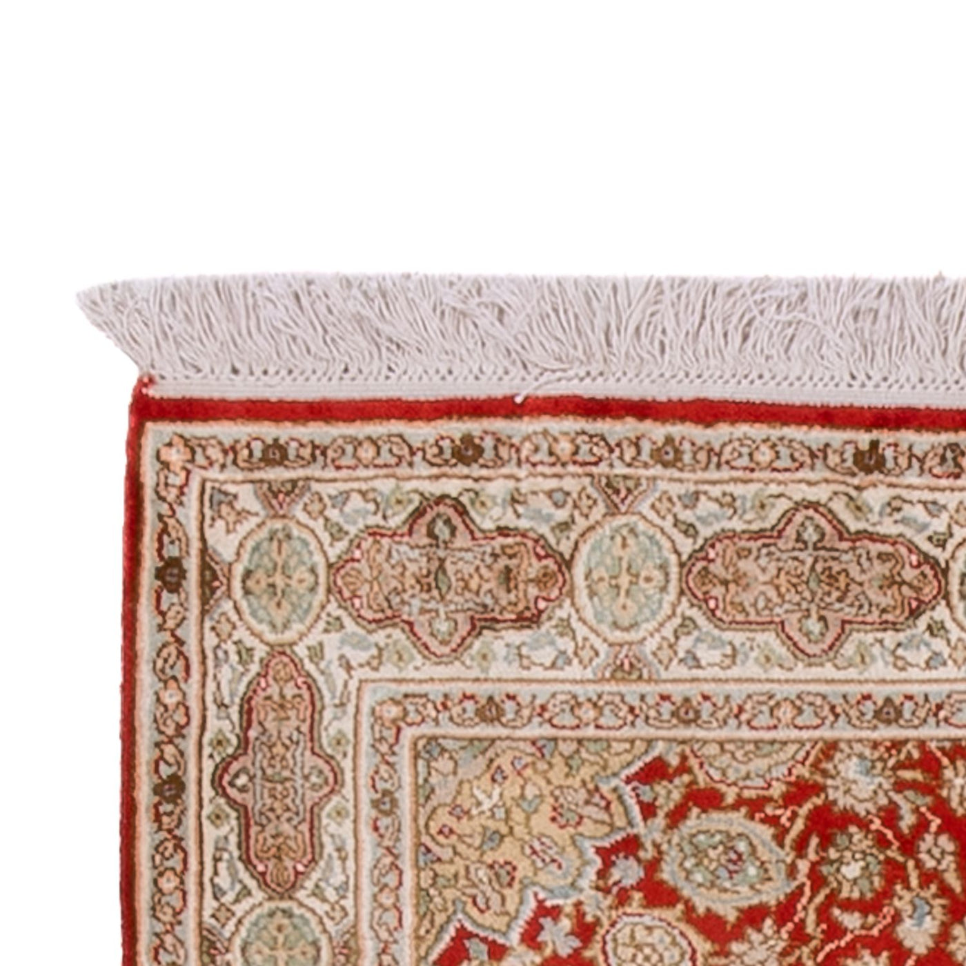 Tappeto corsia Tappeto di seta - Seta del Kashmir - 251 x 81 cm - rosso