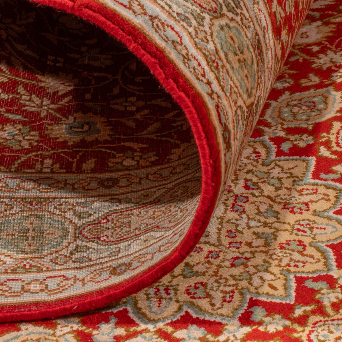 Tappeto corsia Tappeto di seta - Seta del Kashmir - 251 x 81 cm - rosso