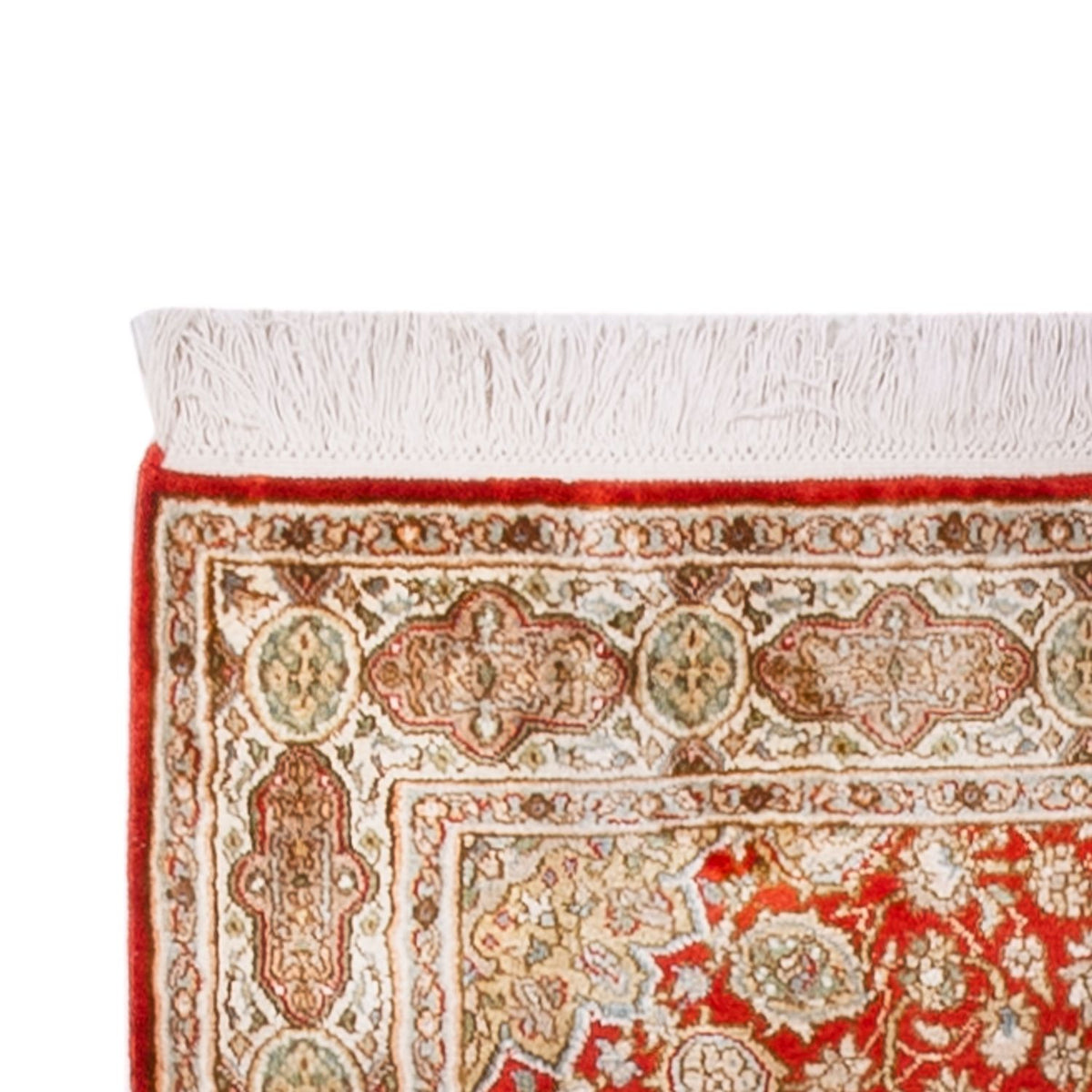 Tappeto corsia Tappeto di seta - Seta del Kashmir - 251 x 79 cm - rosso
