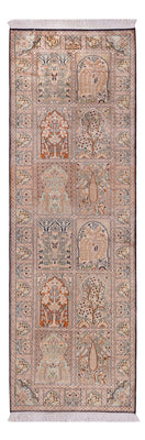 Tappeto corsia Tappeto di seta - Seta del Kashmir - 243 x 80 cm - beige scuro
