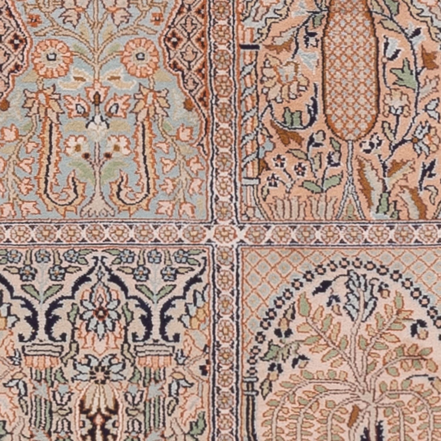 Tappeto corsia Tappeto di seta - Seta del Kashmir - 243 x 80 cm - beige scuro