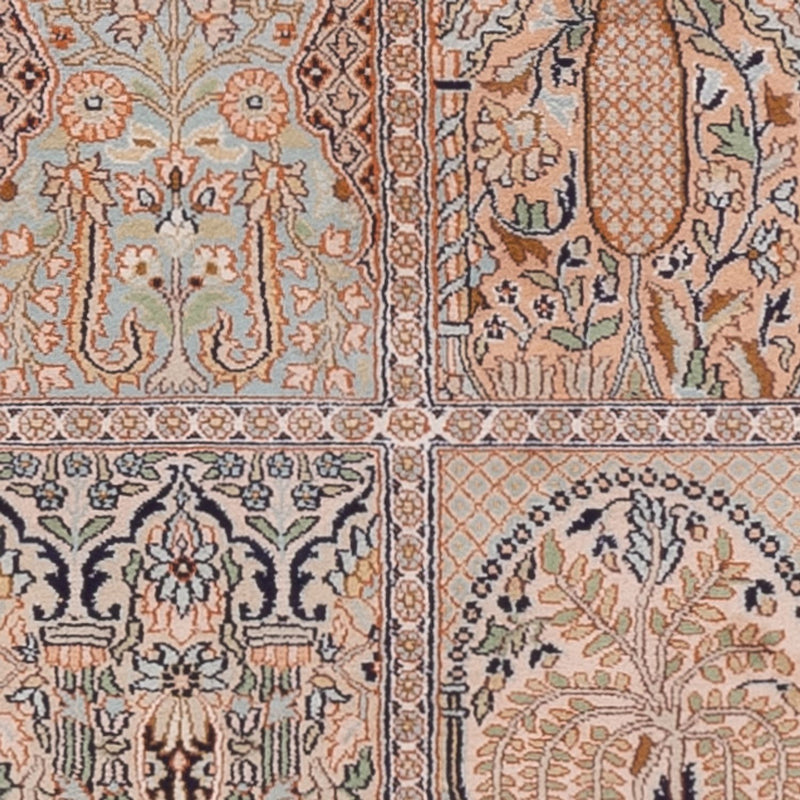Tappeto corsia Tappeto di seta - Seta del Kashmir - 243 x 80 cm - beige scuro