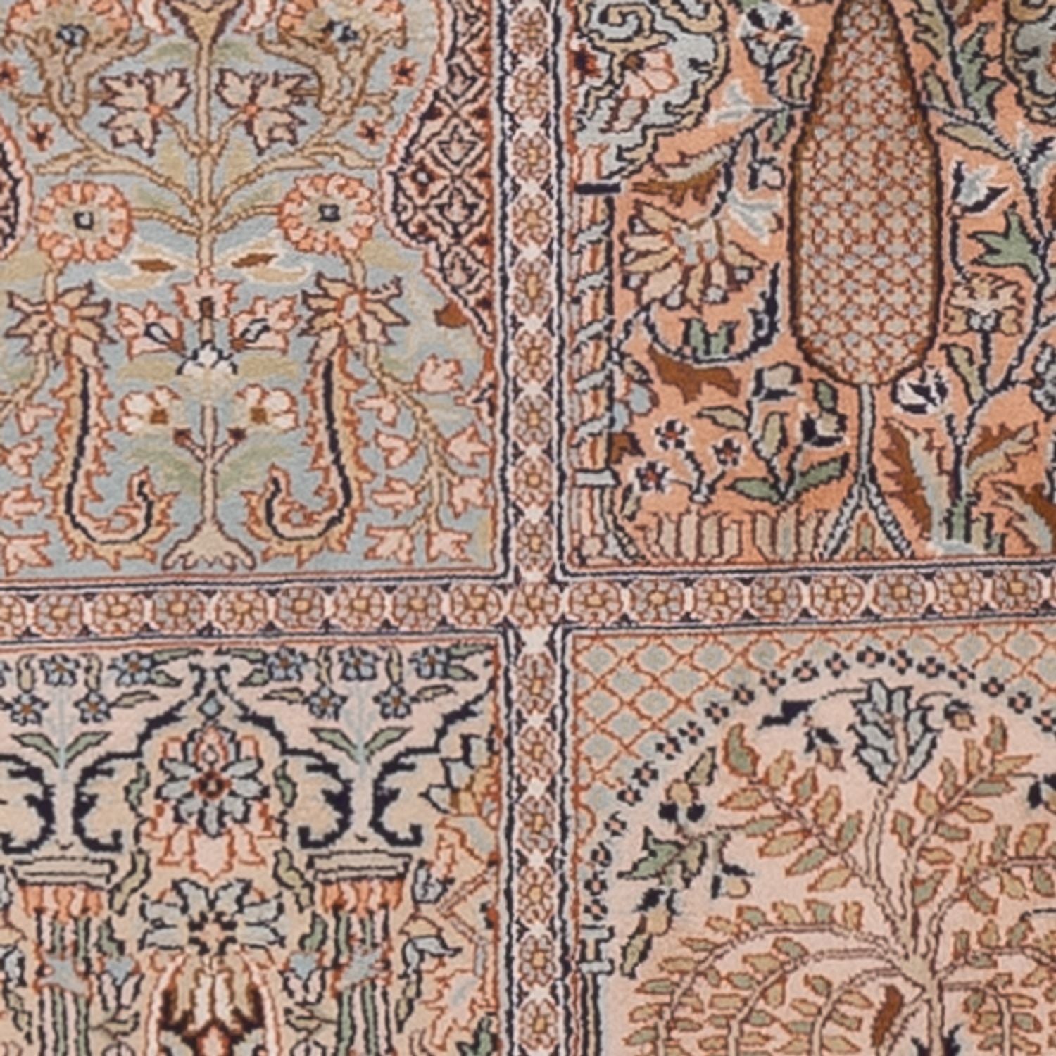 Tappeto corsia Tappeto di seta - Seta del Kashmir - 237 x 79 cm - beige scuro