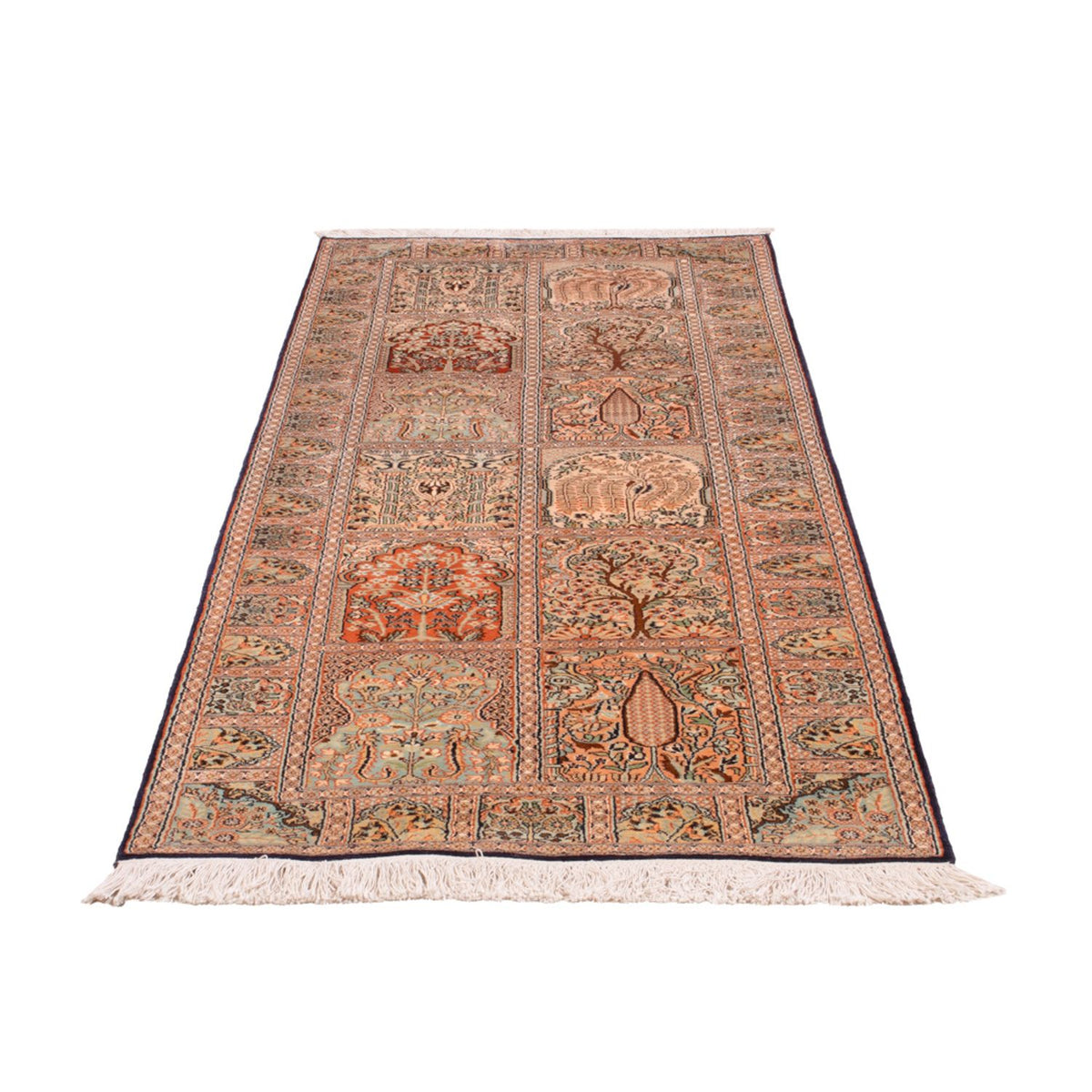 Tappeto corsia Tappeto di seta - Seta del Kashmir - 237 x 79 cm - beige scuro