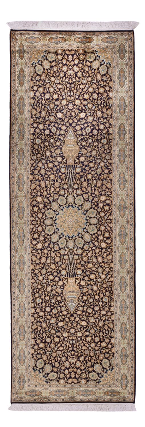 Tappeto corsia Tappeto di seta - Seta del Kashmir - 255 x 81 cm - beige scuro