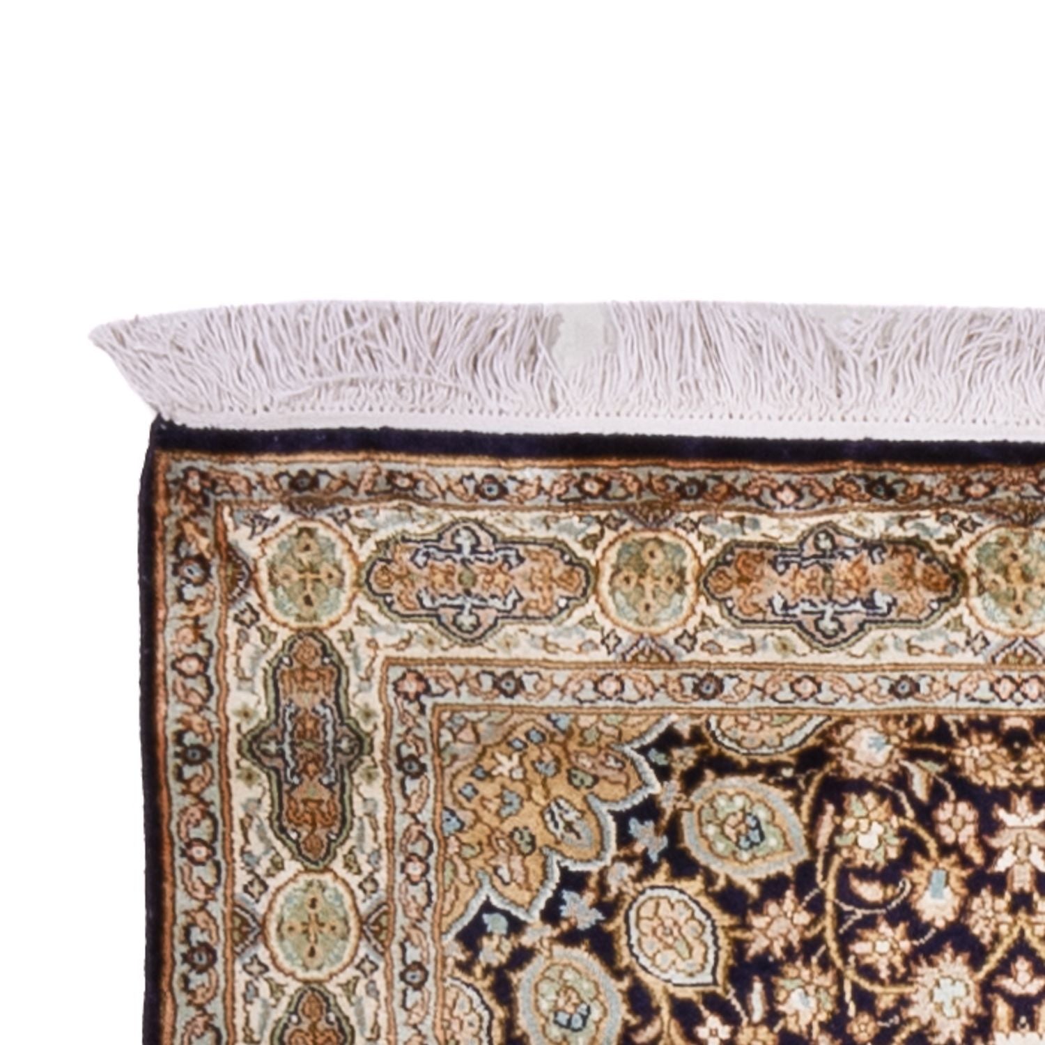 Tappeto corsia Tappeto di seta - Seta del Kashmir - 255 x 81 cm - beige scuro