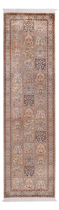 Tappeto corsia Tappeto di seta - Seta del Kashmir - 305 x 81 cm - beige scuro