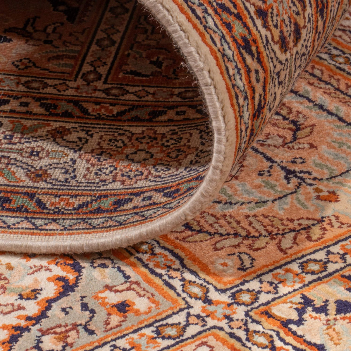 Tappeto corsia Tappeto di seta - Seta del Kashmir - 305 x 81 cm - beige scuro