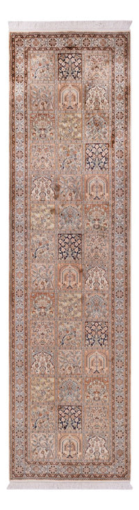 Tappeto corsia Tappeto di seta - Seta del Kashmir - 307 x 81 cm - beige scuro