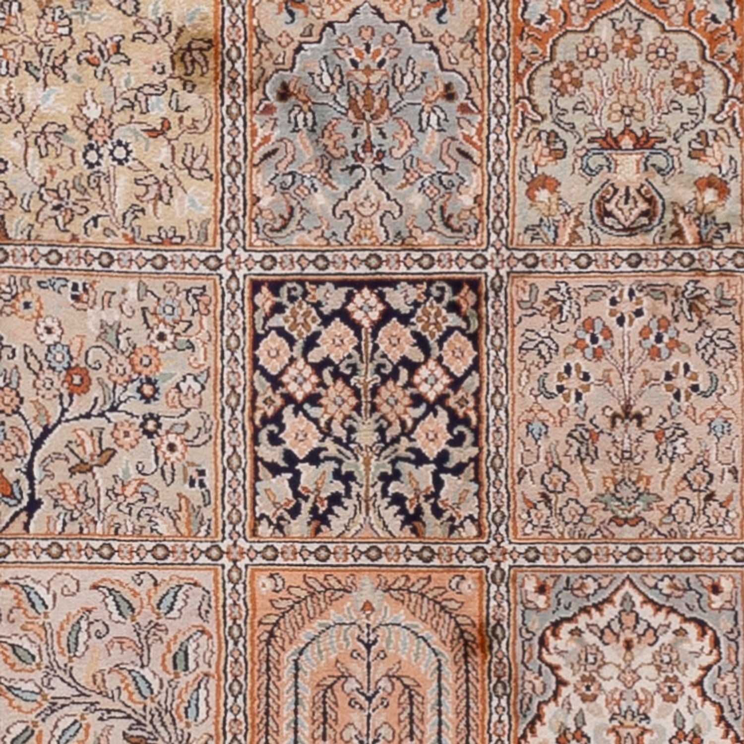 Tappeto corsia Tappeto di seta - Seta del Kashmir - 307 x 81 cm - beige scuro