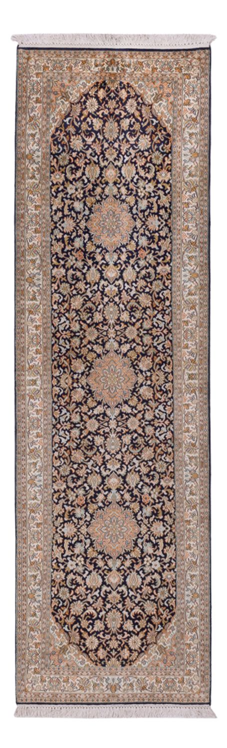 Tappeto corsia Tappeto di seta - Seta del Kashmir - 264 x 76 cm - beige scuro