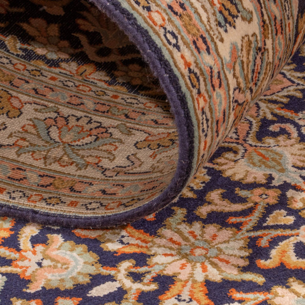 Tappeto corsia Tappeto di seta - Seta del Kashmir - 264 x 76 cm - beige scuro