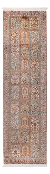 Tappeto corsia Tappeto di seta - Seta del Kashmir - 285 x 80 cm - beige scuro
