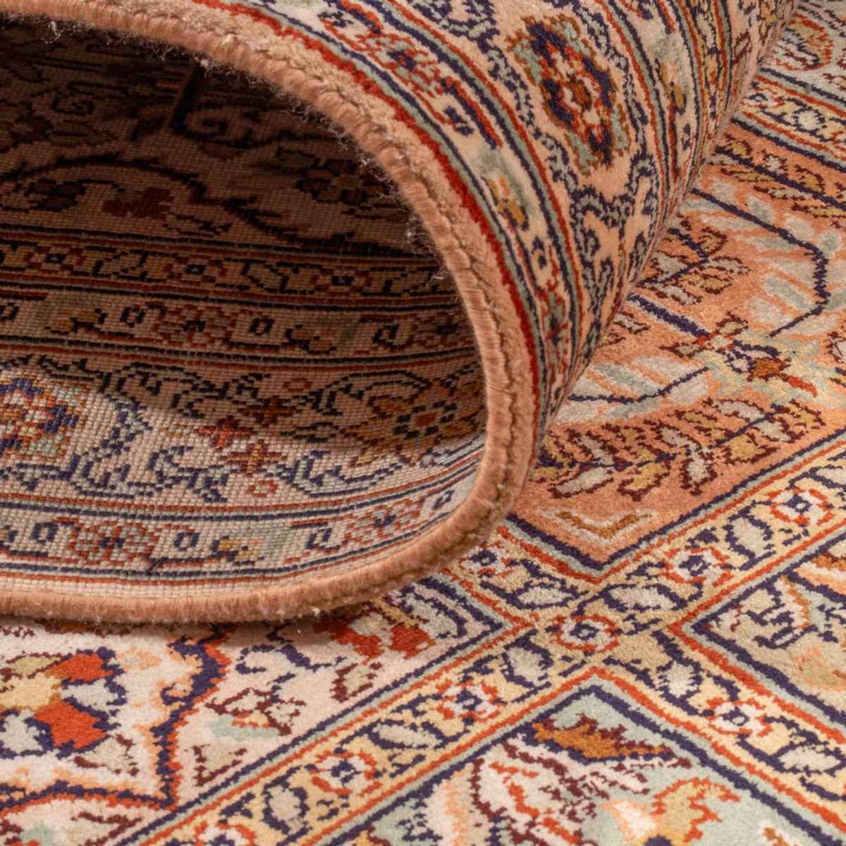 Tappeto corsia Tappeto di seta - Seta del Kashmir - 285 x 80 cm - beige scuro