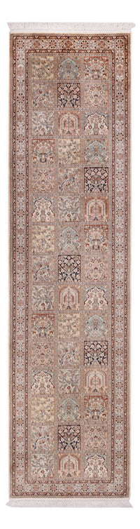 Tappeto corsia Tappeto di seta - Seta del Kashmir - 298 x 77 cm - beige scuro