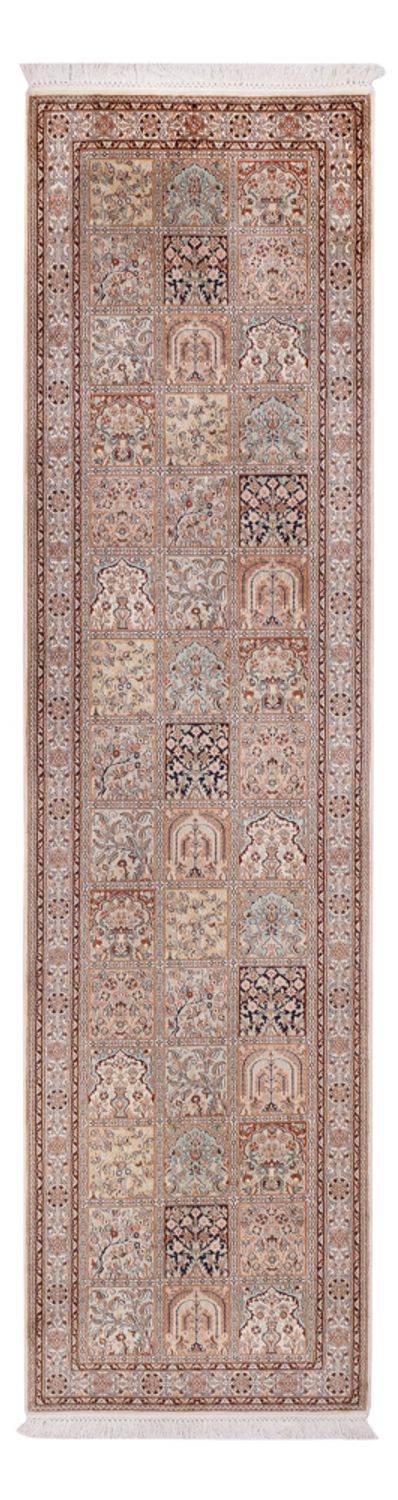 Tappeto corsia Tappeto di seta - Seta del Kashmir - 298 x 77 cm - beige scuro
