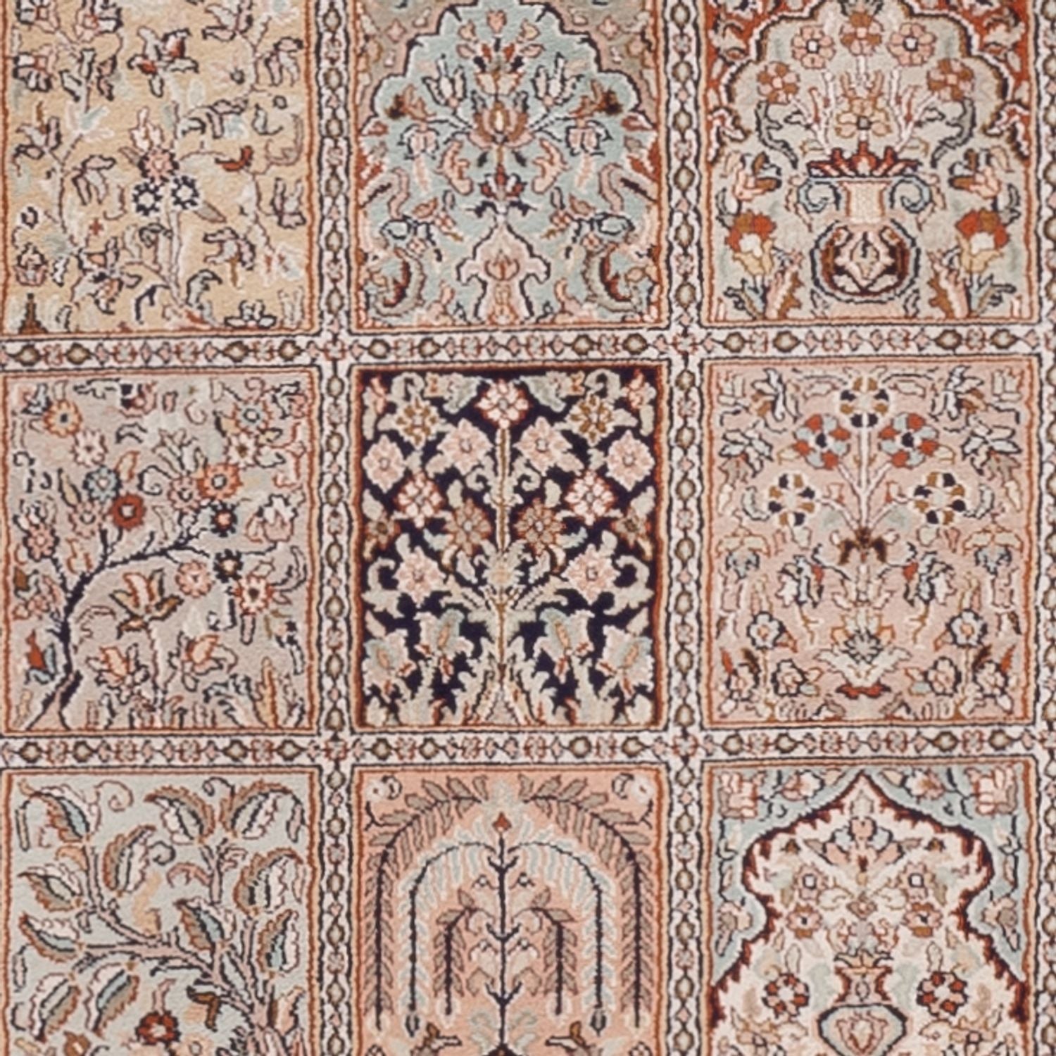 Tappeto corsia Tappeto di seta - Seta del Kashmir - 298 x 77 cm - beige scuro