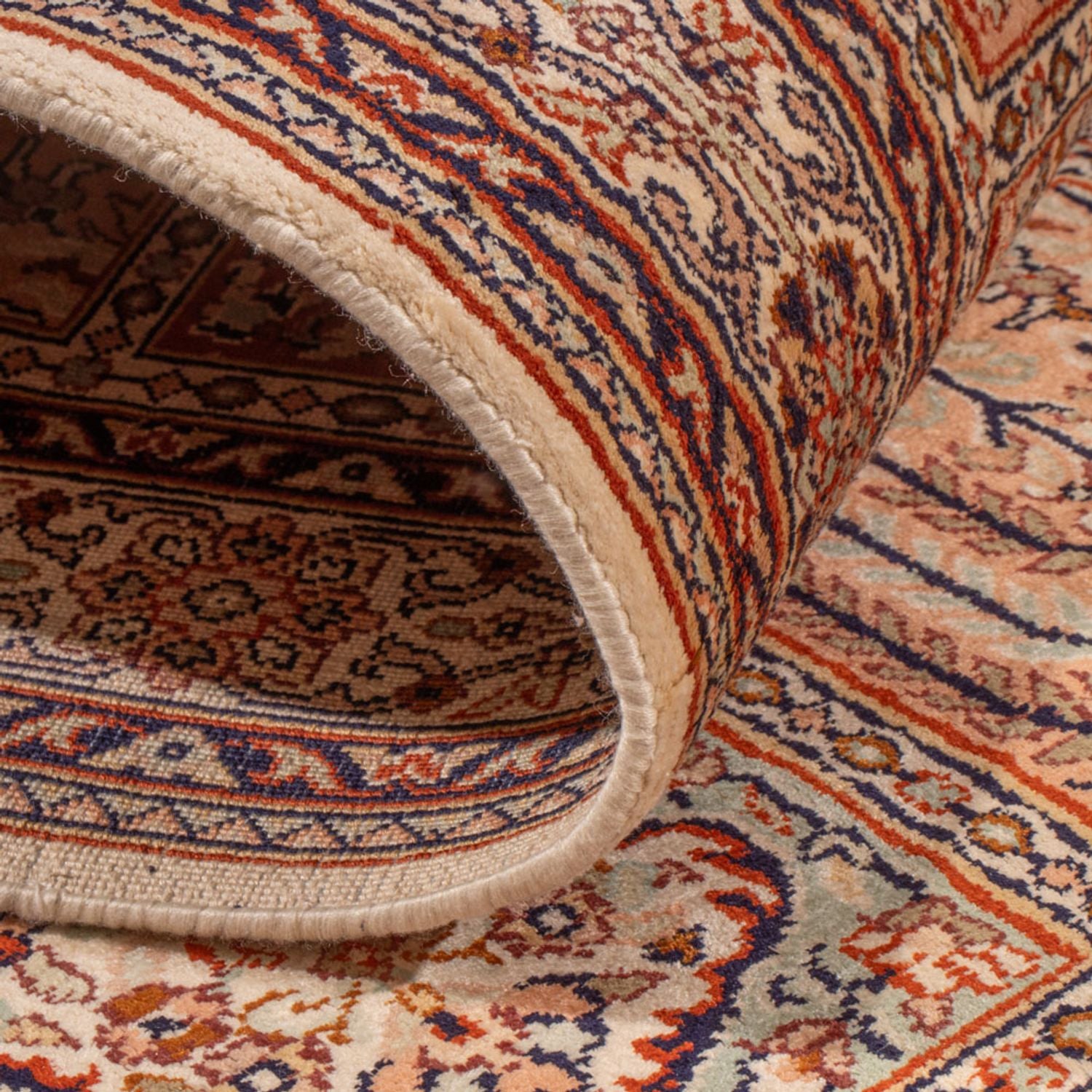 Tappeto corsia Tappeto di seta - Seta del Kashmir - 298 x 77 cm - beige scuro