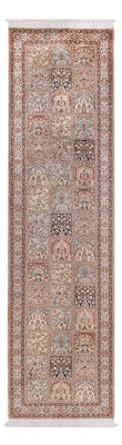 Tappeto corsia Tappeto di seta - Seta del Kashmir - 301 x 79 cm - beige scuro