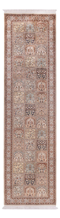 Tappeto corsia Tappeto di seta - Seta del Kashmir - 301 x 79 cm - beige scuro