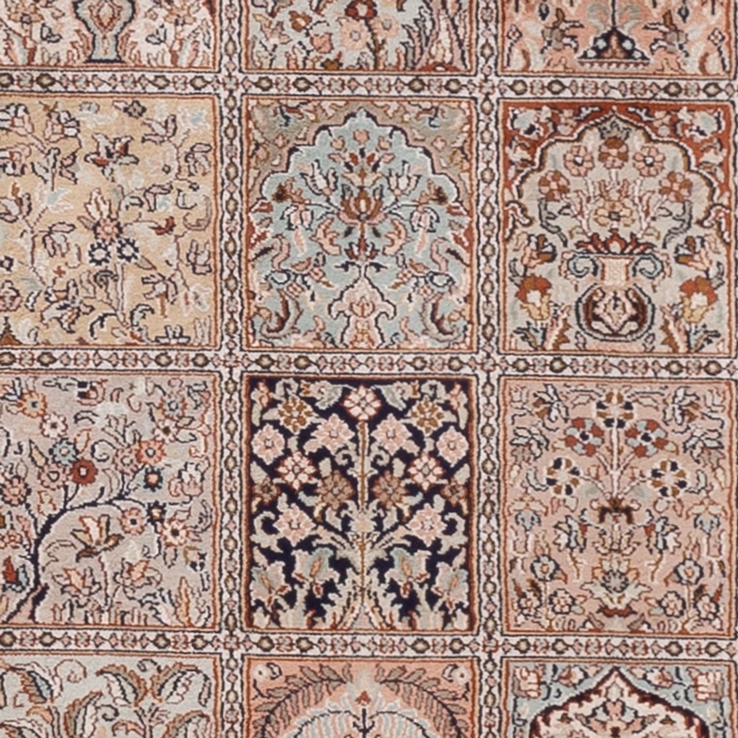 Tappeto corsia Tappeto di seta - Seta del Kashmir - 301 x 79 cm - beige scuro