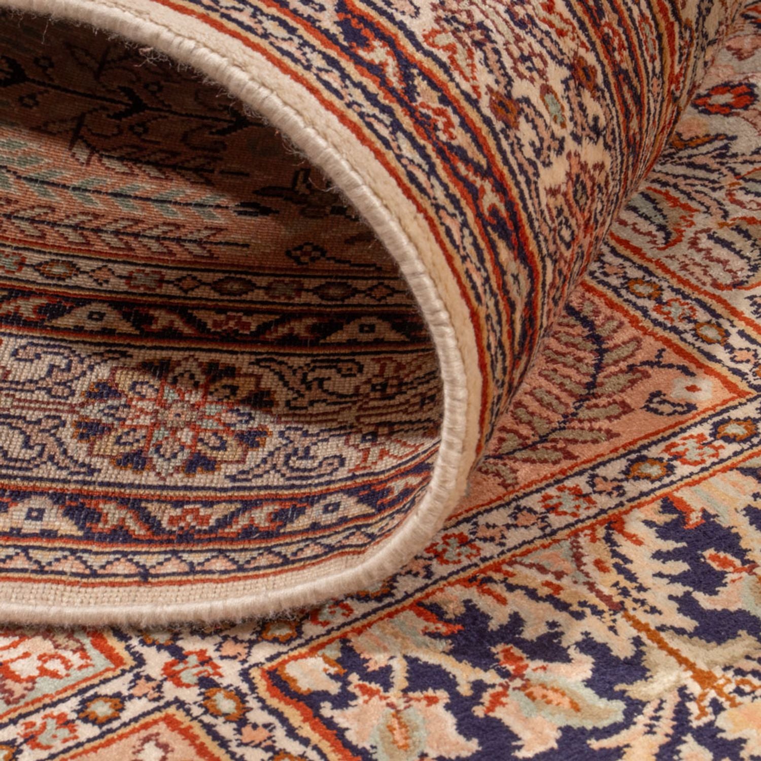 Tappeto corsia Tappeto di seta - Seta del Kashmir - 301 x 79 cm - beige scuro