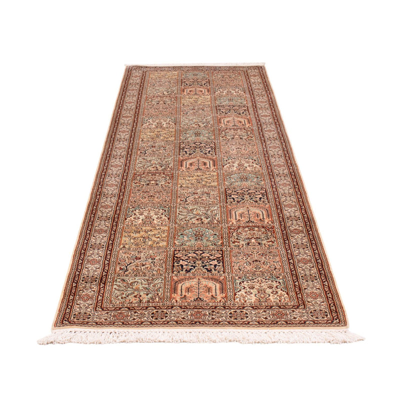 Tappeto corsia Tappeto di seta - Seta del Kashmir - 301 x 79 cm - beige scuro