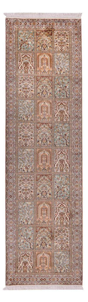 Tappeto corsia Tappeto di seta - Seta del Kashmir - 287 x 80 cm - beige scuro